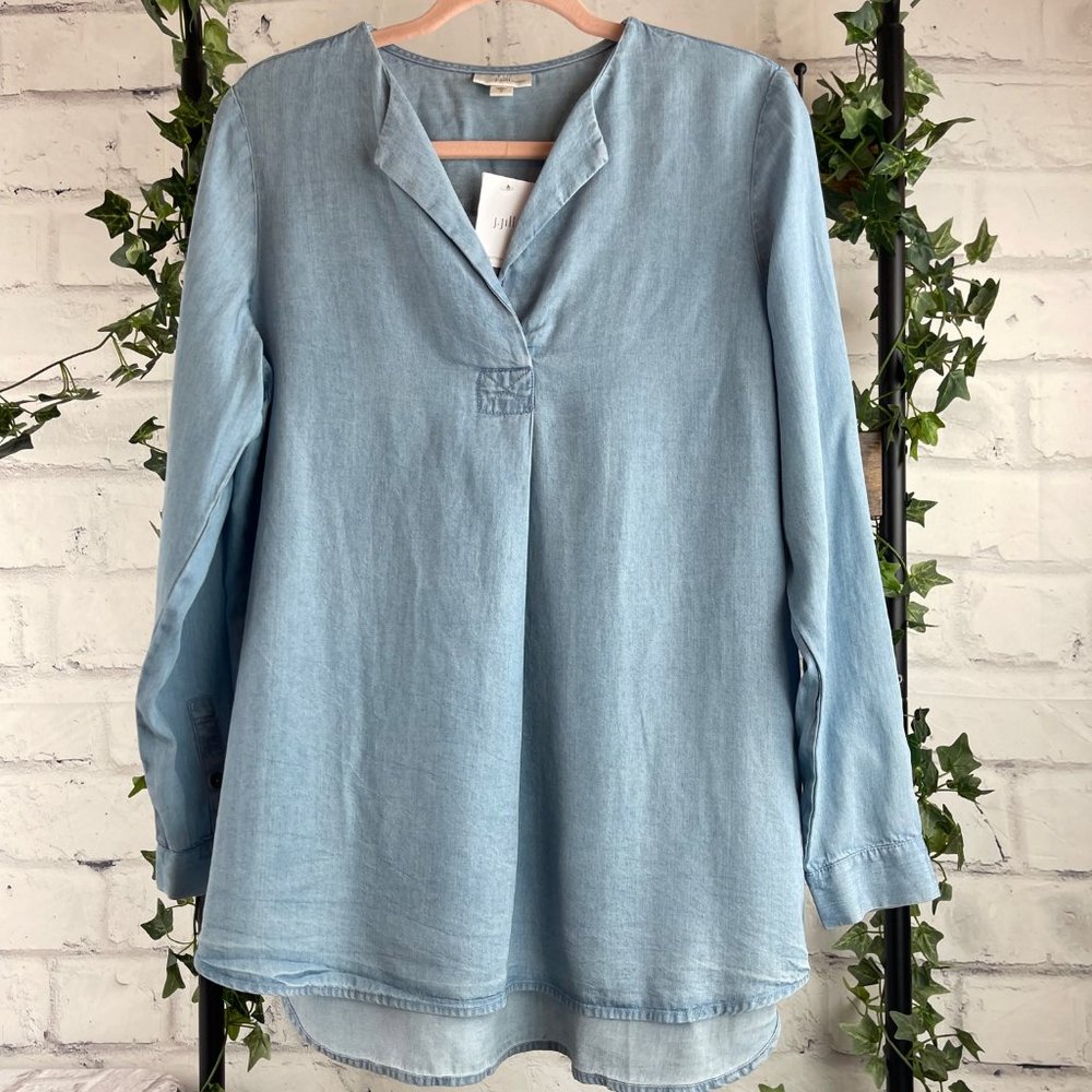 J. Jill Long-Sleeve Denim Hi-Lo Tunic, S